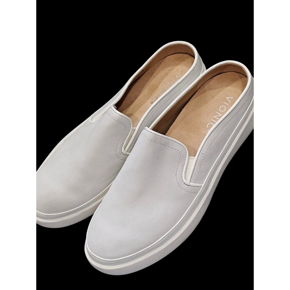 Vionic Effortless Mule Clogs Womens 8.5 White Nubuck Slip On Orthotic Sneakers